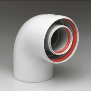 90° M-F konsentrinen mutka, Ø 60/100 mm, PPs